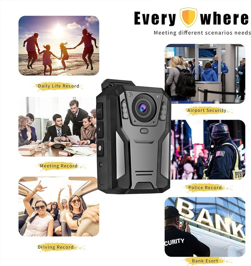 Aolbea P100 2K Police Body Camera 128GB Body Cam 12 Hours Continuous Recording USB-C Infrared Night Vision Waterproof Shockproof Lightweight Data-encrypt for Law Enforcement Record - Image 4